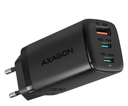 Ładowarka do smartfonów Axagon ACU-DPQ65, GaN 65W, 3x port, PD3.0/QC4+/PPS/Apple